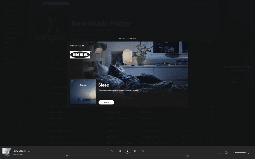IKEA Spotify sleep playlist ad for parents