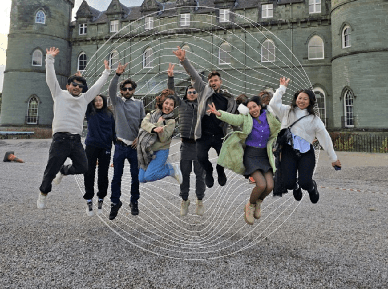 University students jumping