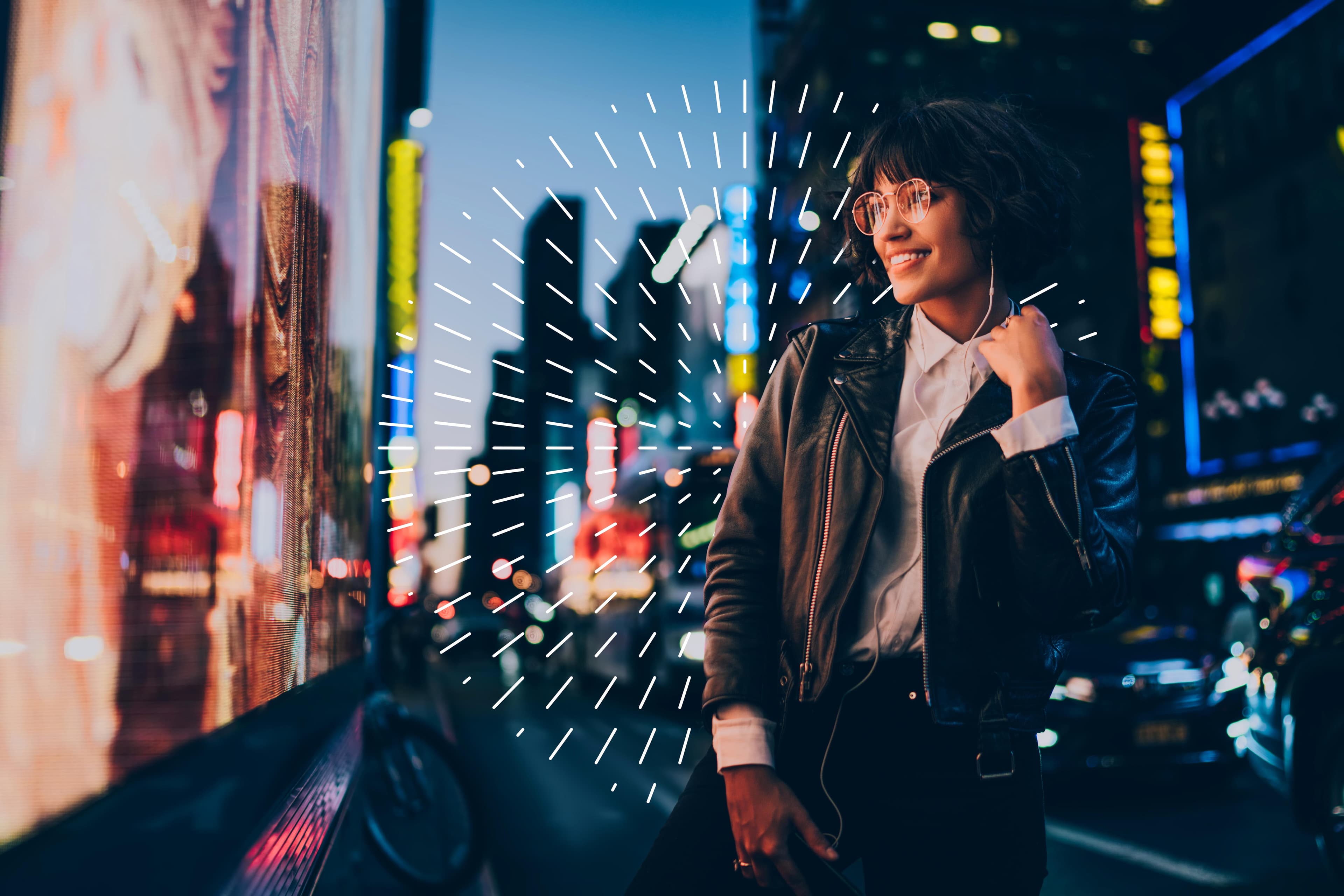 woman looking at advert